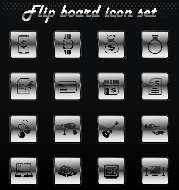 pawn shop vector flip mechanical icons for user interface design