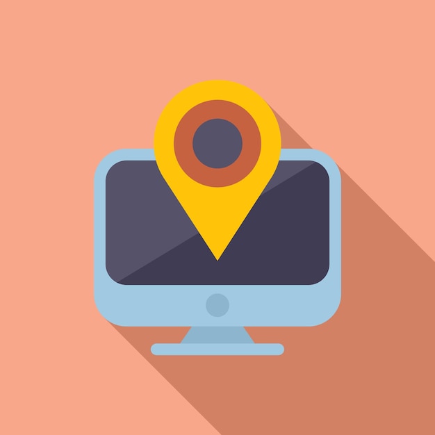 Pc location icon flat vector Web button Email app
