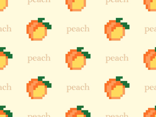 Peach cartoon character seamless pattern on orange background