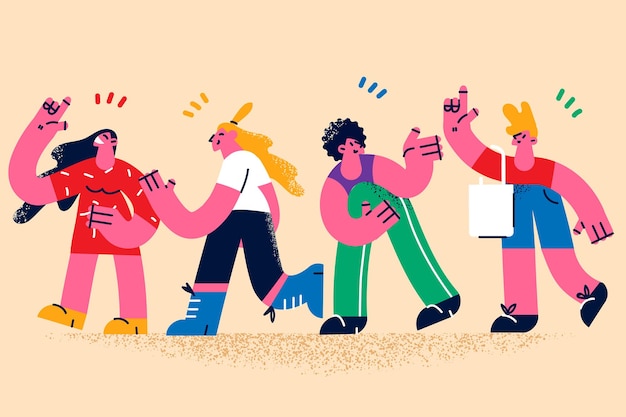 people communicating and greeting each other concept