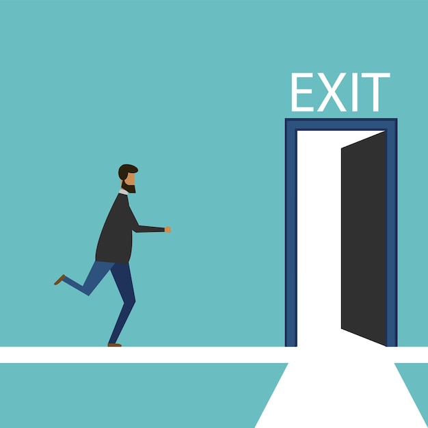 People running door isolated on background Vector illustration