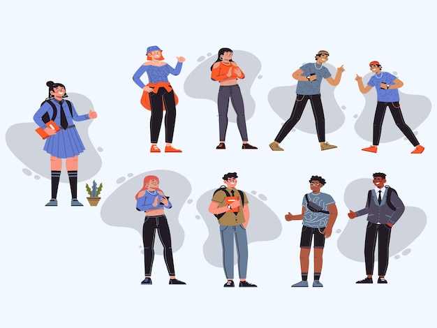 people with different poses vector illustration design