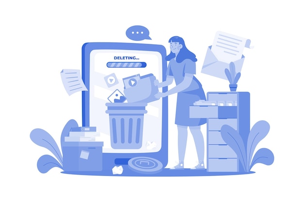 Permanent Delete Data Illustration concept on a white background