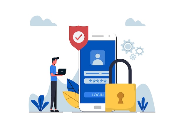 Personal data security concept Data security protected access control privacy data protection Modern flat style for landing page web banner and many more
