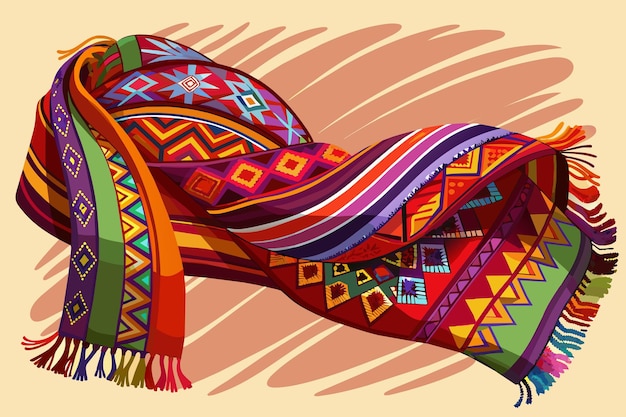 peruvian wool scarf vector graphics illustration EPS source file format lossless scaling icon design