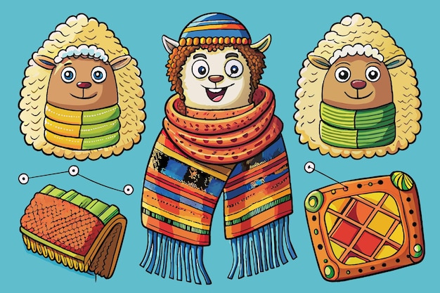 peruvian wool scarf vector graphics illustration EPS source file format lossless scaling icon design