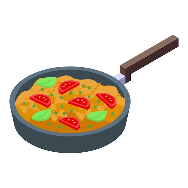 Pesto food frying pan icon isometric vector Salad plant