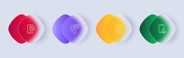 phone communication set icon landline message talk accept decline bell notification checkmark cross contacts concept glassmorphism style vector line icon for business and advertising