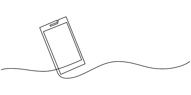 Phone line background One line drawing background Continuous line drawing of smartphone