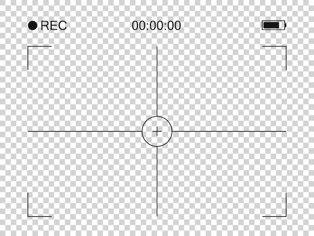 photo camera frame cross viewfinder template vector illustration with rec time battery
