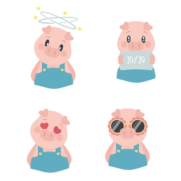 pigvariouscharactercutelovepinksecond