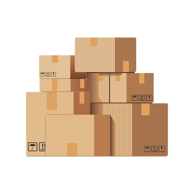 pile of cardboard boxes ready for shipment and delivery