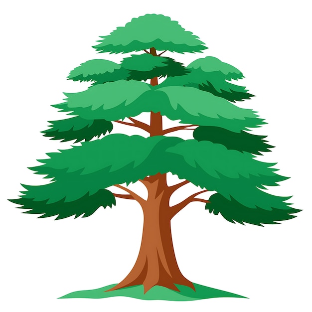 Pine Tree Illustration In Flat Style