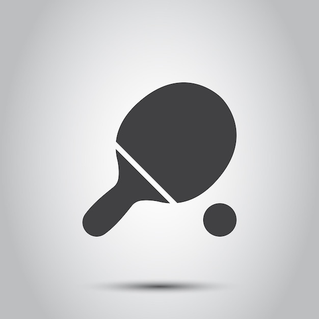 Ping pong icon in flat style Racket and ball vector illustration on isolated background Table tennis sign business concept