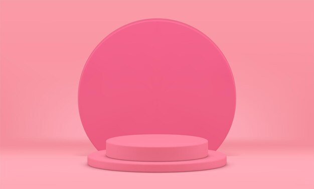 pink cylinder 3d podium circle wall award arena for show presentation product advertising vector
