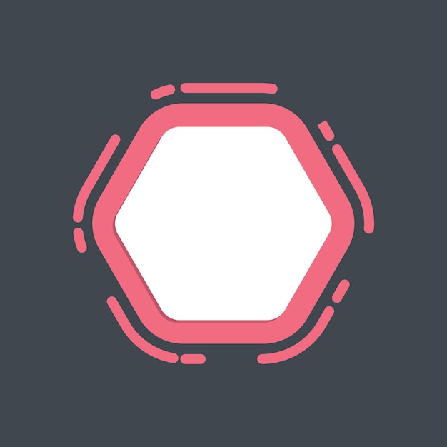 pink hexagon modern frame in flat vector design