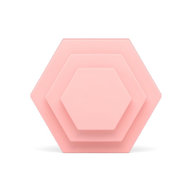 Pink polygonal vertical wall multilevel geometric basic foundation 3d design front view vector