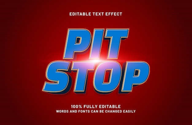 pit stop editable text effect in race and speed text style