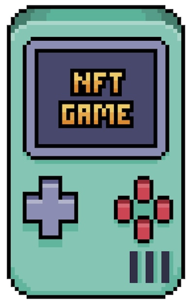Pixel art NFT game console vector icon for 8bit game on white background