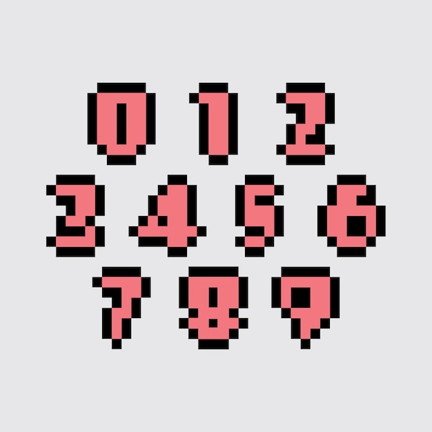 pixel art number aesthetics retro sprite design