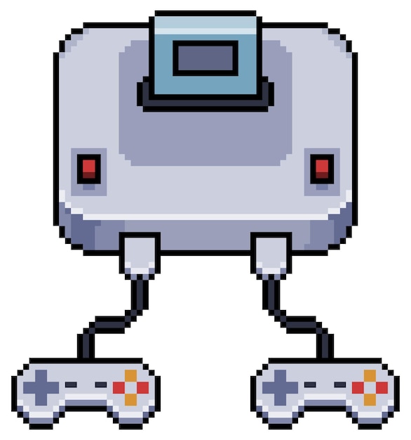 Pixel art old video game console vector icon for 8bit game on white background