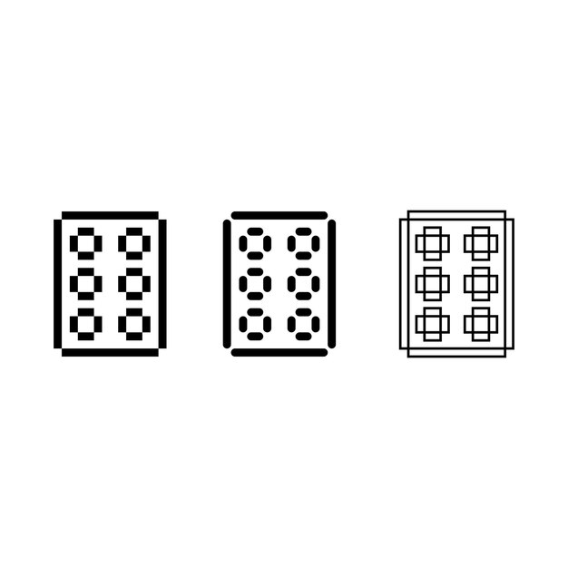 Pixel art outline sets icon of dice roll variation color Dice icon on pixelated style 8bits