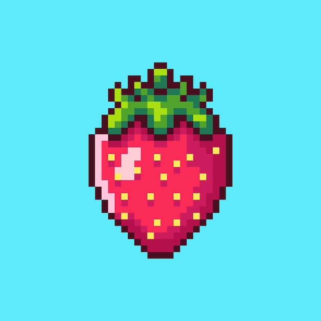pixel art strawberry fruit design