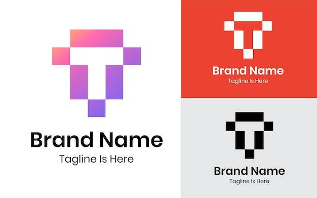 pixel concept letter T logo design