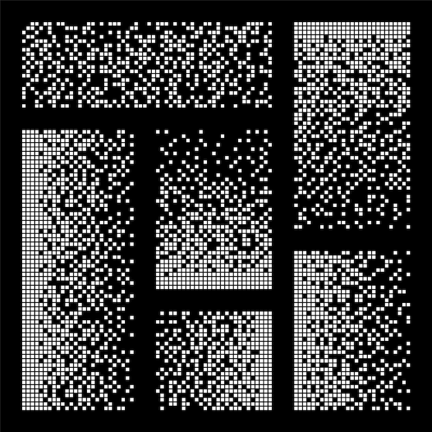 Pixel disintegration decay effect various rectangular elements made of square shapes dispersed