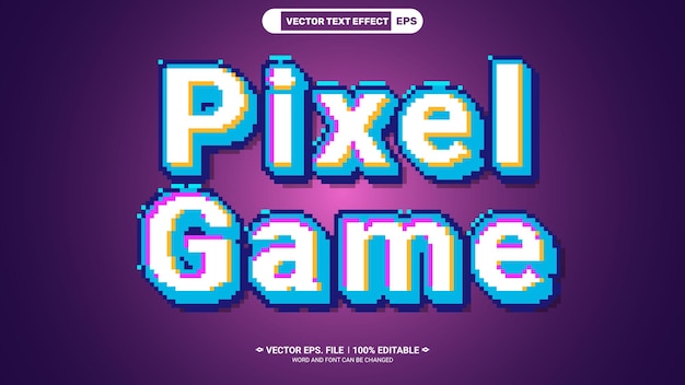 Pixel game 3d editable pixel art vector text style effect