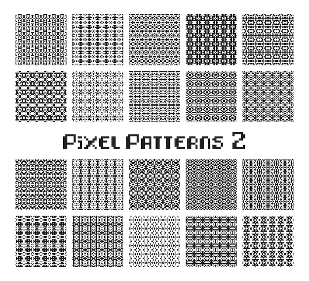 pixel pattern seamless black and white color patterns set in retro design