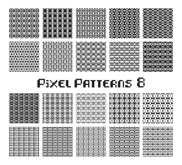 pixel pattern seamless black and white color patterns set in retro design