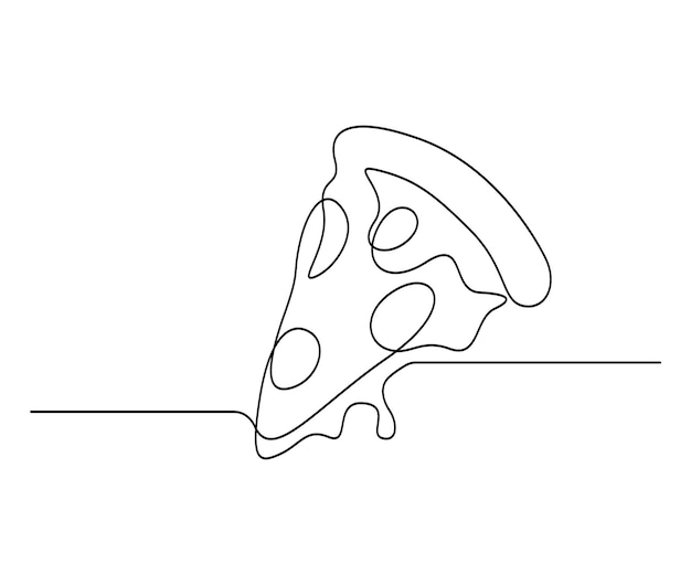 Pizza continuous single line drawing vector illustration