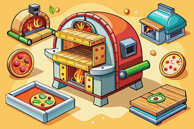 pizza oven vector graphics illustration EPS source file format lossless scaling icon design