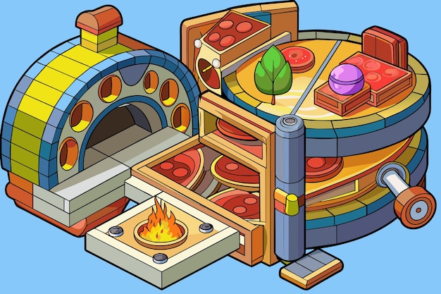 pizza oven vector graphics illustration EPS source file format lossless scaling icon design