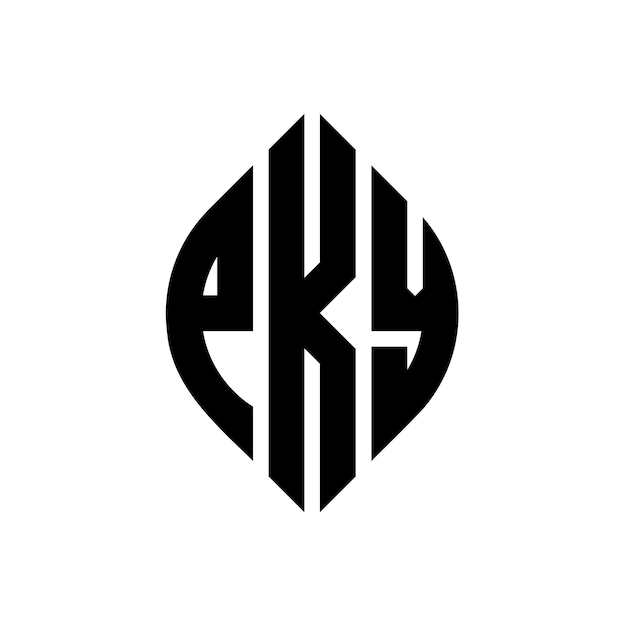 PKY circle letter logo design with circle and ellipse shape PKY ellipse letters with typographic style The three initials form a circle logo PKY Circle Emblem Abstract Monogram Letter Mark Vector