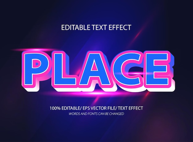 Place editable text effect and editable text style