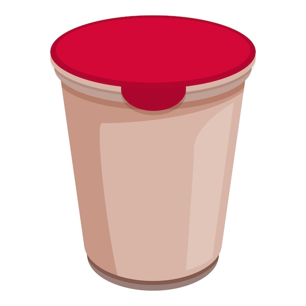 Plastic cup with red lid holding dessert mousse