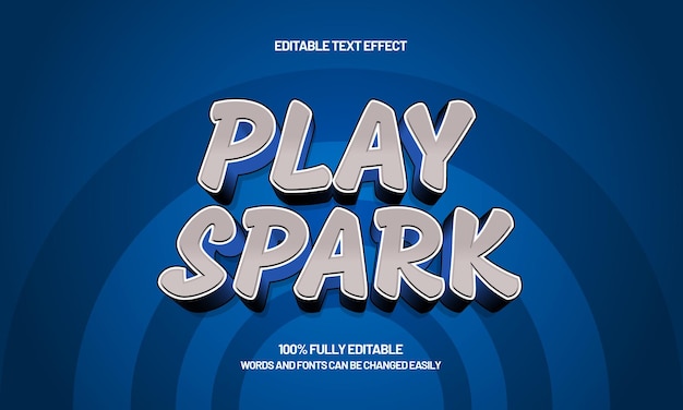play spark editable text effect with a play and game text style