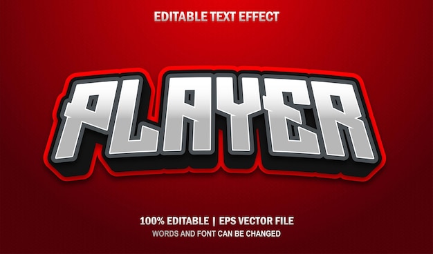 Player Esport Editable Text Effect Style Vector