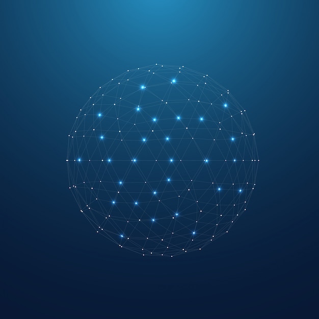 Plexus Network Connections Lines Technology Concept Icon with Lights