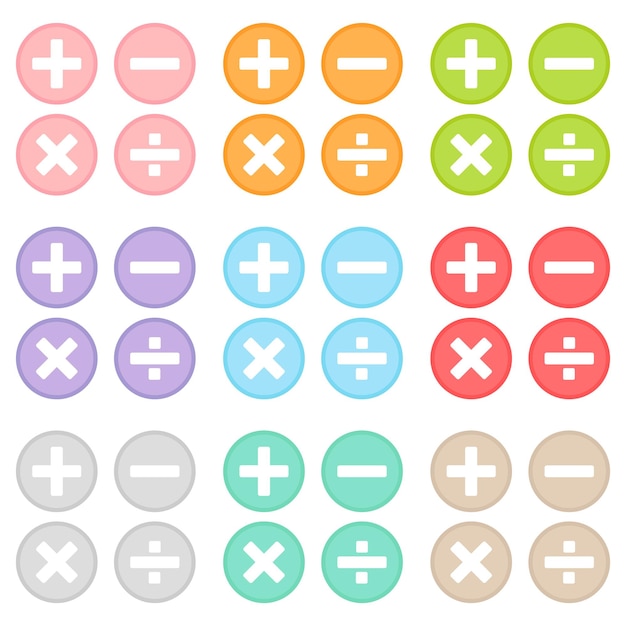 Plus minus multiply and divide mathematics symbols vector used in educational materials