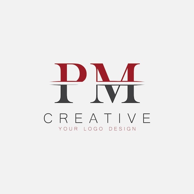 pm initial monogram with letter creative logo