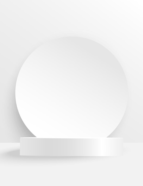 Podium and round form on white background Trendy modern monohrome background mock up scene