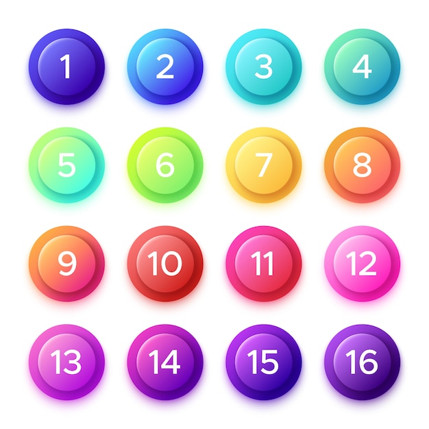 pointing number on gradient bullet button.