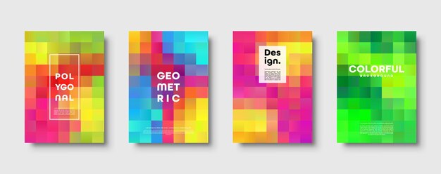 polygonal abstract background with squares colorful gradient design low poly geometric rectangle