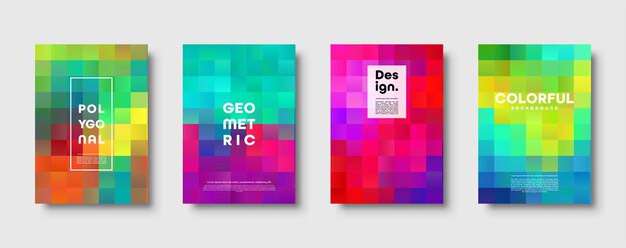 polygonal abstract background with squares colorful gradient design low poly geometric rectangle