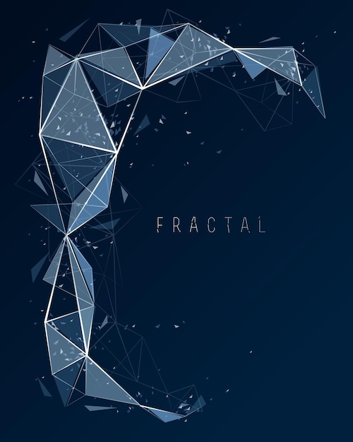 Polygonal elements vector abstract background low poly 3D object connected lines in perspective fractal design element mesh lattice net technology theme