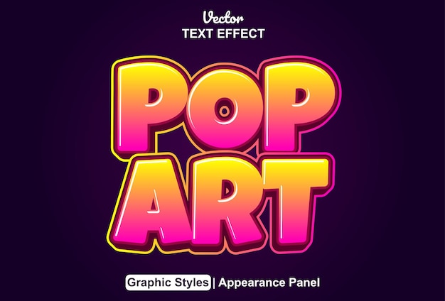 Pop art text effect with editable gradient color graphic style