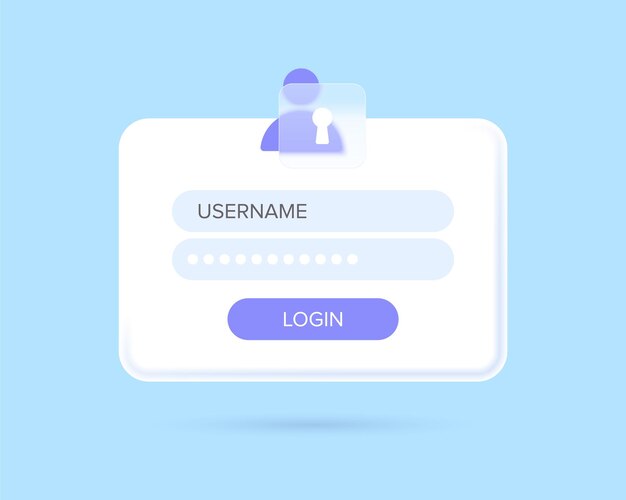 Pop up login page in modern trendy 3D style and glass morphism Notifications page